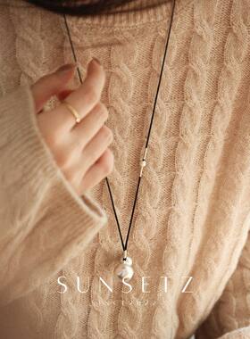 小众古法磨砂葫芦长款项链百搭女