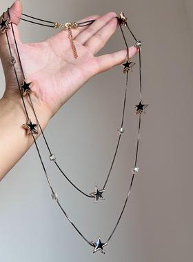冷淡风黑色星星双层叠戴项链甜酷