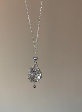 轻奢小众仿水晶网兜吊坠项链百搭