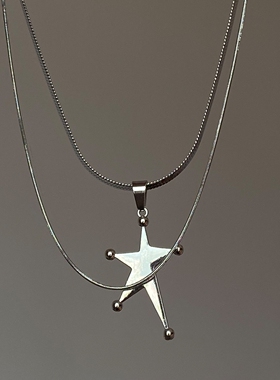 双层不规则异形五角星项链女简约