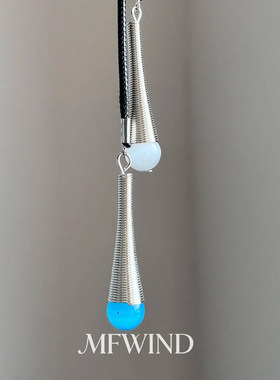 蓝色双流星雨长款项链时尚毛衣链