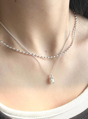 法式仿珍珠双层项链简约百搭独特