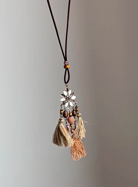 复古花朵流苏项链女百搭小众长款