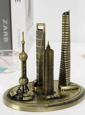 金色上海建筑摆件金茂大厦模型老建筑塔金融中心旅游纪念品留念
