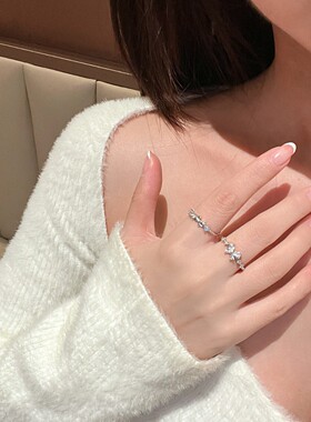 甜心公主蝴蝶结戒指女甜美森系闺蜜情侣对戒闪钻蝴蝶食指戒可调节