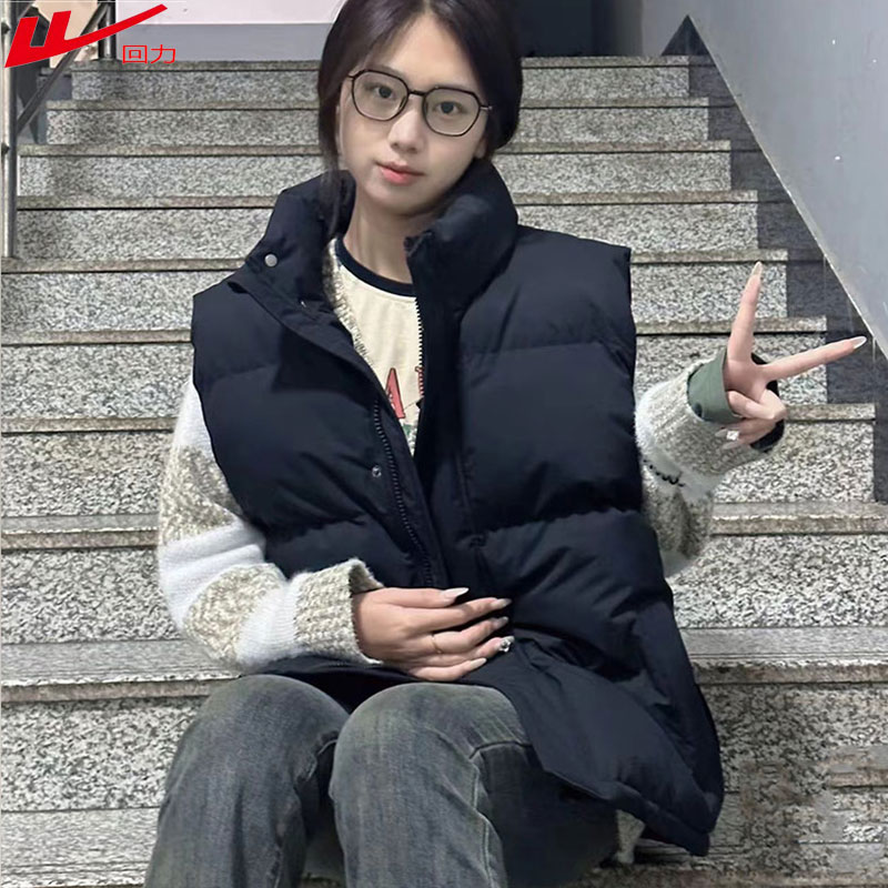 回力羽绒棉马甲男女通用冬季加厚保暖立领外套无袖背心休闲棉衣 - 图2