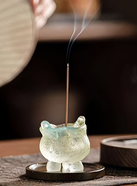 雾璃香插禅意仿琉璃中式香座室内线香沉香香薰炉茶桌摆件线香炉