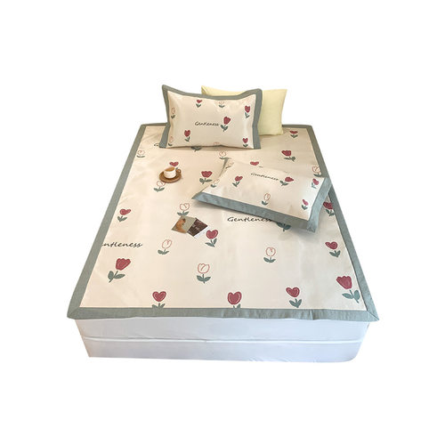 卡通夏季冰丝凉席三件套凉感单双人床席可水洗折叠空调席子床笠2m - 图1