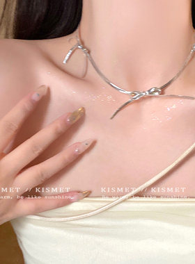 夏日甜心~简约蝴蝶结锁骨链夏天项链轻奢小众高级感蛇骨链choker