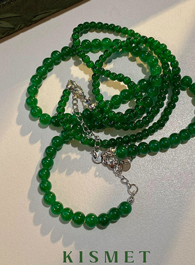 chao显白！新中式绿色串珠项链女小众设计感锁骨链高级感颈链配饰