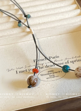 波西米亚风莲花菩提珠项链秋冬百搭复古新中式毛衣链2025新款爆款