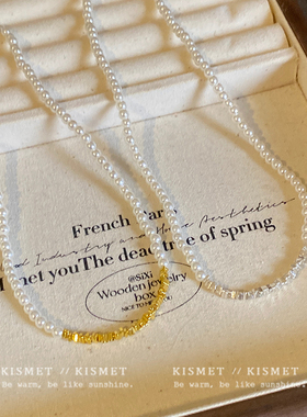 极细碎银珍珠穿搭项链女轻奢