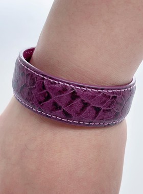 真皮蛇纹鳄鱼纹豹纹斑点C形手镯