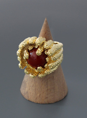 PS家西班牙红玛瑙戒指复古轻奢