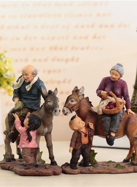 白头偕老老头老太创意家居树脂摆件迷你树脂小夜灯装饰品工艺品