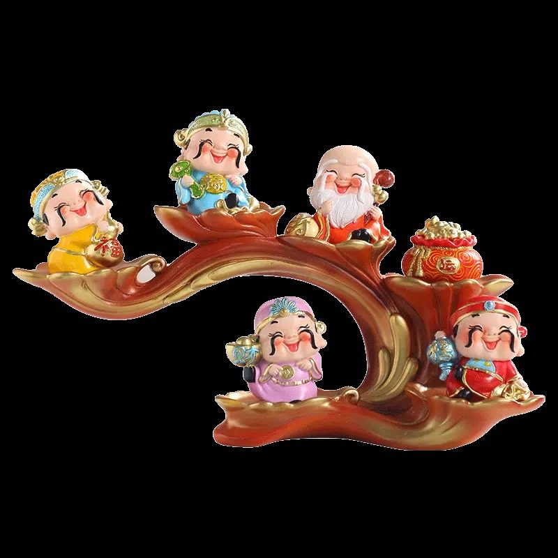 五福财神爷摆件高档玄关电视柜创意装饰品店铺开业乔迁送人礼品,淘宝优惠券,粉丝福利购,淘宝优惠卷