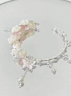 爆款樱花蝴蝶琉璃手链新中式国风百搭超仙手串小众设计饰品