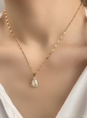 项链不掉色女夏季郁金香钛钢项链时尚百搭配饰小众设计感项链