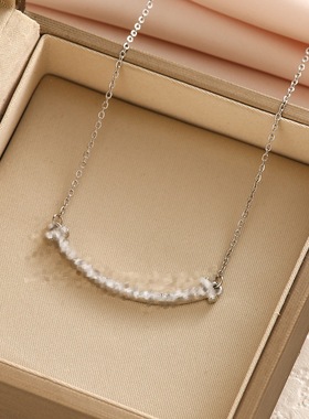 韩式个性简约一字笑脸项链轻奢小众设计感轻奢夏季百搭时尚锁骨链