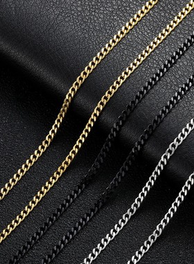 欧美简约钛钢项链 不锈钢古巴链 多层叠戴不掉色时尚男女颈链