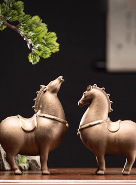 西安文创陶瓷富贵唐马摆件唐三彩创意家居办公室桌面书房装饰工艺