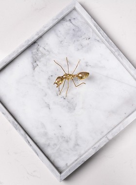 卫生间摆件卫浴套装组合白方大理石托盘现代样板房样板间软装