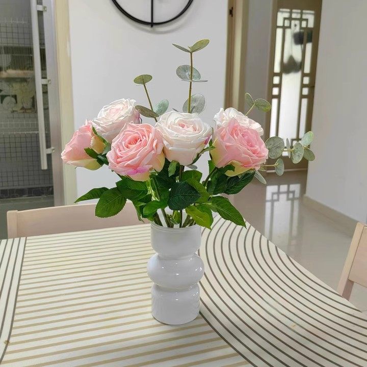 欧月保湿玫瑰花装饰花卉仿真花高档客厅电视柜餐桌塑料花假花摆设,淘宝优惠券,粉丝福利购,淘宝优惠卷