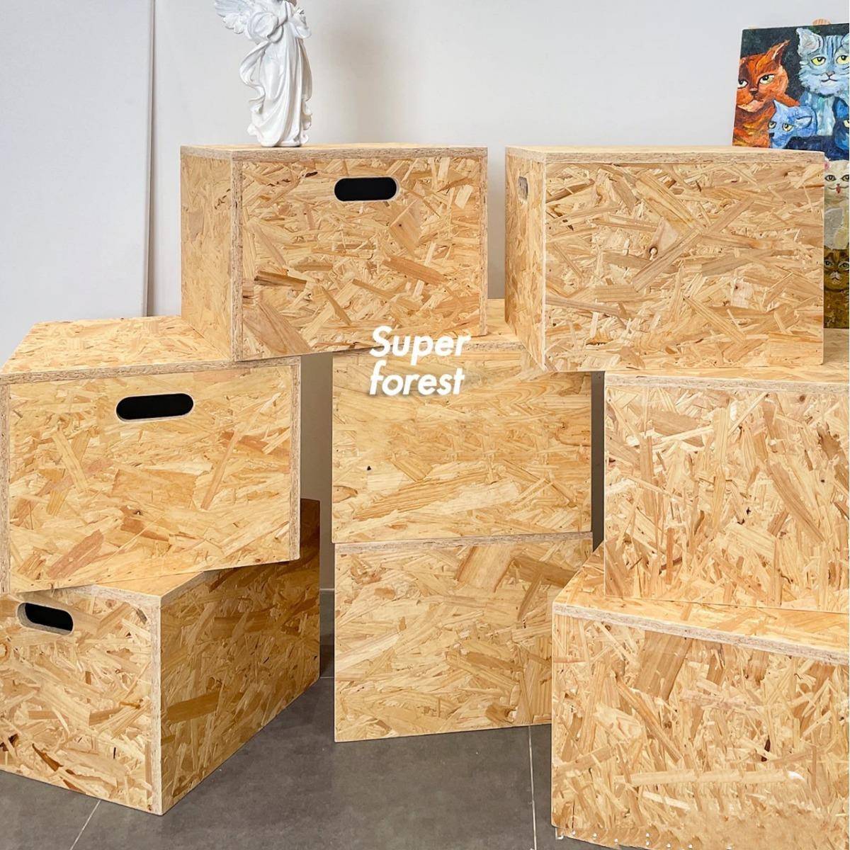 木质陈列箱欧松板木箱子包边处理OSB木箱木制茶几木墩运输木包装 - 图0