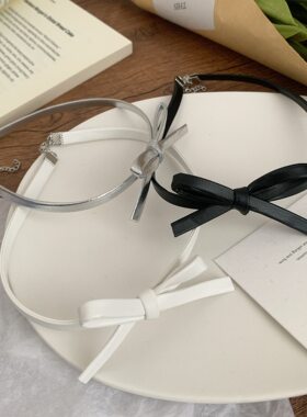 新款皮质蝴蝶结颈链 辣妹复古项链女ins潮小众设计感锁骨链