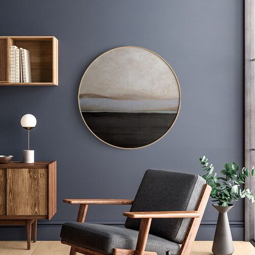 抽象入户现代装饰圆形组合沙发背景墙挂画玄关壁画客厅定做 - 图0