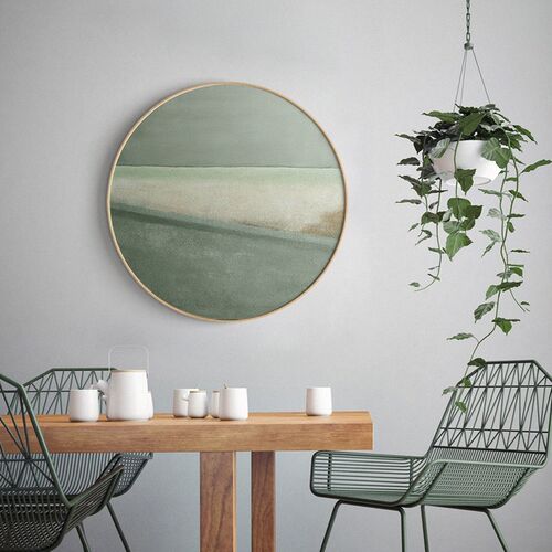 抽象入户现代装饰圆形组合沙发背景墙挂画玄关壁画客厅定做 - 图1