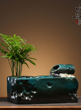 家居小型桌面流水器摆件办公室客厅植物迷你喷泉景观招财创意礼品