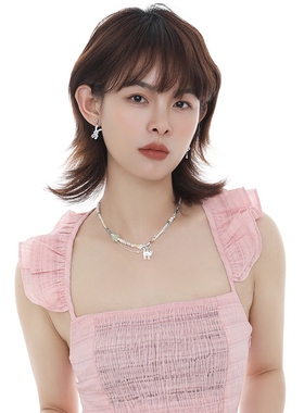 多巴胺颈链贝母小猫彩色串珠项链女清新甜美百搭高级感锁骨链独特