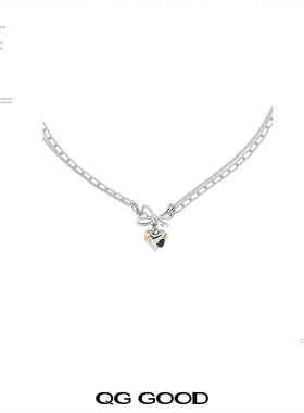 原创设计金色铜箔爱心项链女简约百搭双层叠戴时尚个性高级感礼物