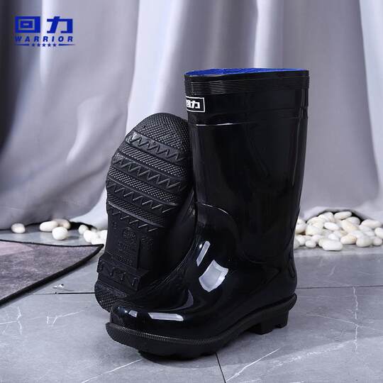 Pull-back rain boots for men, medium and high water boots, warm rubber shoes, men's long water shoes, thickened wear-resistant work waterproof shoes
