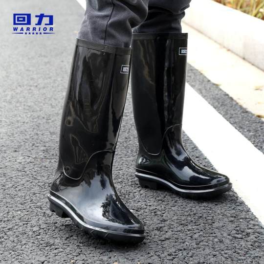 Pull-back rain boots for men, medium and high water boots, warm rubber shoes, men's long water shoes, thickened wear-resistant work waterproof shoes