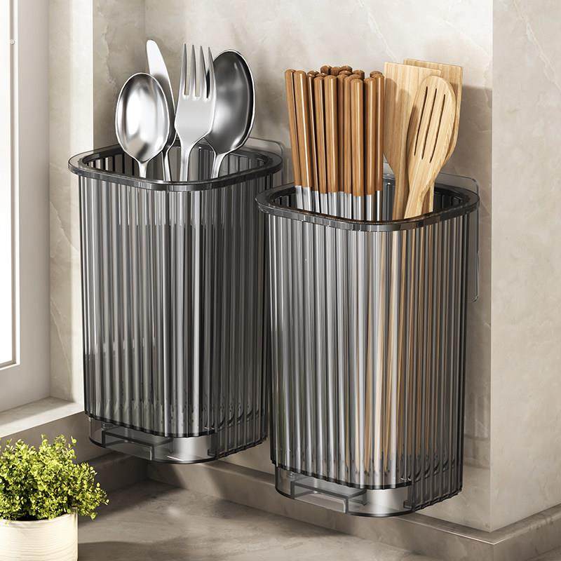 筷子收纳盒餐具笼架免打孔壁挂式厨房置物架筷子筒沥水挂架筷子笼,淘宝优惠券,粉丝福利购,淘宝优惠卷