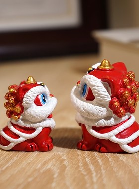 醒狮小摆件可爱卡通中国风南舞狮文化创意桌面装饰品摆件新年礼物
