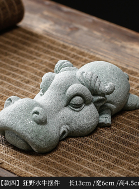 鳄鱼河马水牛摆件假山微景观水族多肉盆景鱼缸造景动物茶宠装饰品