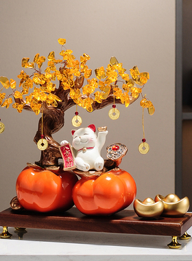 伽行图事事如意柿子摆件