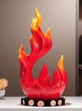 新中式火焰红火火流沙摆件店铺客厅玄关酒柜装饰乔迁新居礼品开业