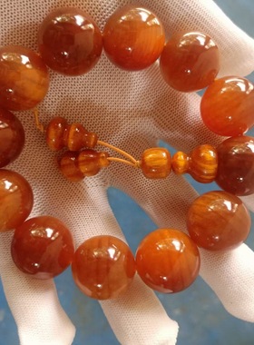 正宗帝王血龙木顺纹高油透光琥珀木手串不上漆易包浆文玩佛珠手链