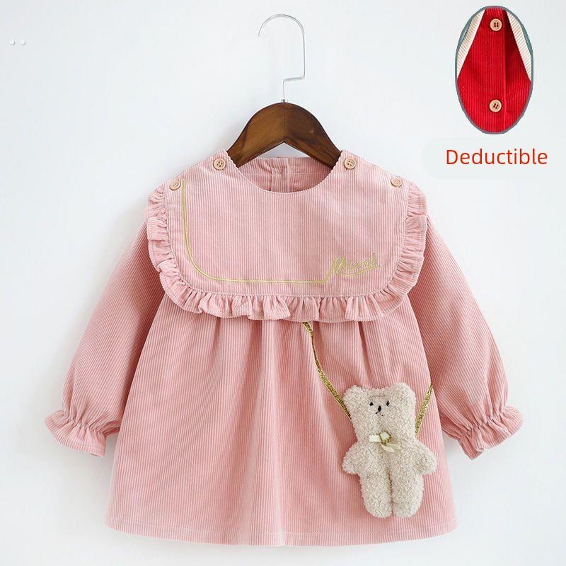 Baby smock, children's apron, reverse dressing, baby eating bib, autumn and winter long-sleeved waterproof and anti-dirty protective clothing for boys and girls