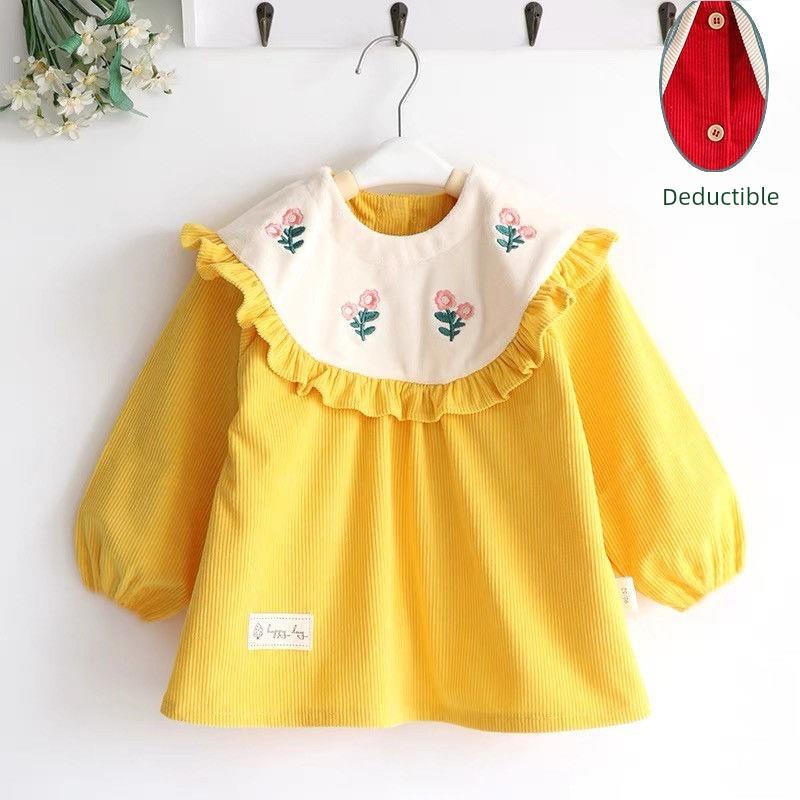 Baby smock, baby girl, little princess, spring and autumn outer wear, waterproof children's apron, girl's pure cotton style bib