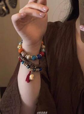 木樨 新中式民族风复古做旧手链古朴清新木质雅韵小众套装手串
