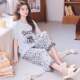 Pyjamas with pads breasts for women, summer pure cotton pure-sleeved cropped pants ສໍາລັບເດັກຍິງໃສ່ນອກ, ຊຸດເຄື່ອງນຸ່ງຫົ່ມເຮືອນຝ້າຍກາຕູນ
