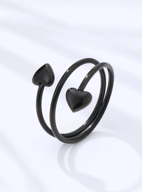 新款爱心不锈钢磁石戒指磁性开口指环健康时尚饰品配饰