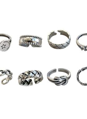 适合手粗的戒指女粗胖手大号大码戒指女胖mm食指素圈戒指开口设计