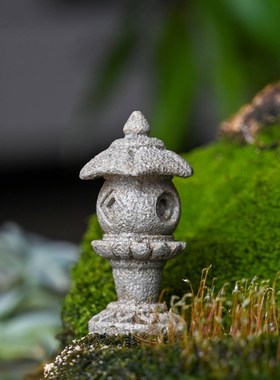 中式石灯笼景观摆件园艺盆景鱼缸造景树脂仿真小亭子枯山水装饰品