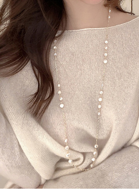 新款珍珠项链女秋冬毛衣链轻奢小众设计感轻奢百搭网红饰品配饰